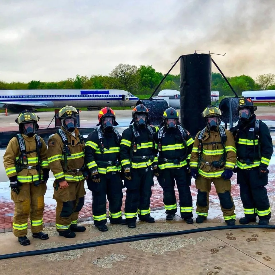Kelly with a firefighter training group